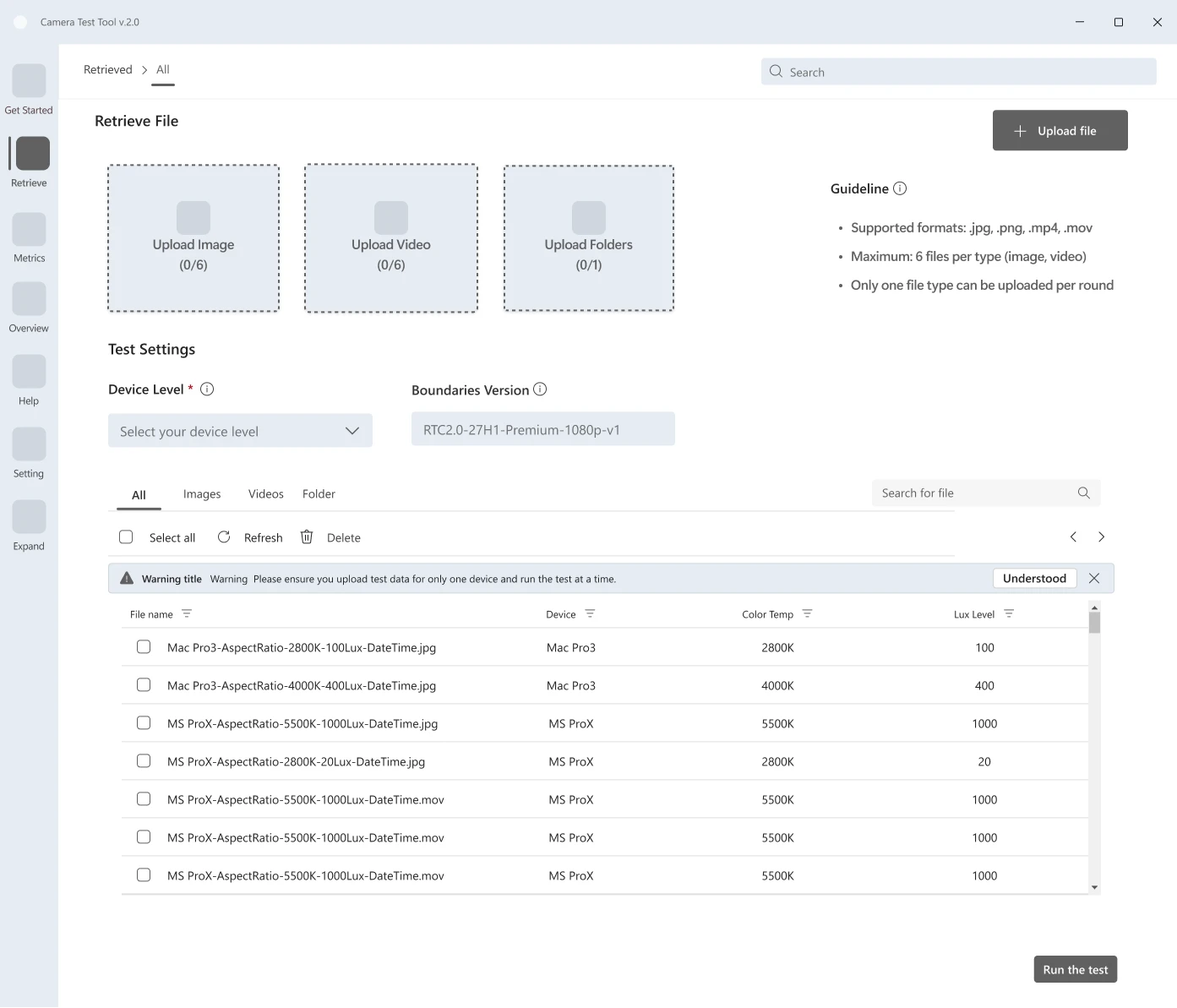 Wireframe — File Setup