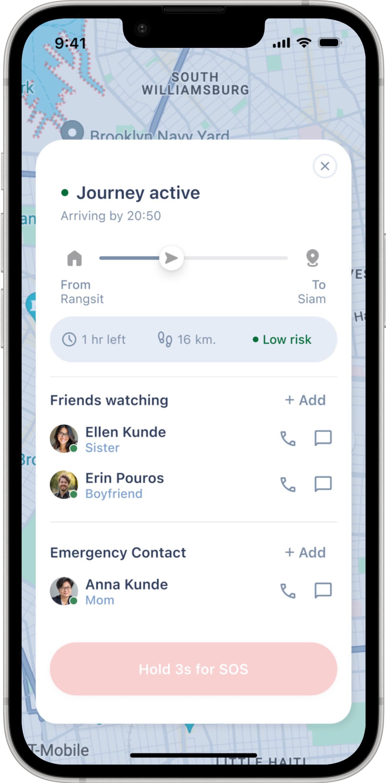 Live Tracking screen