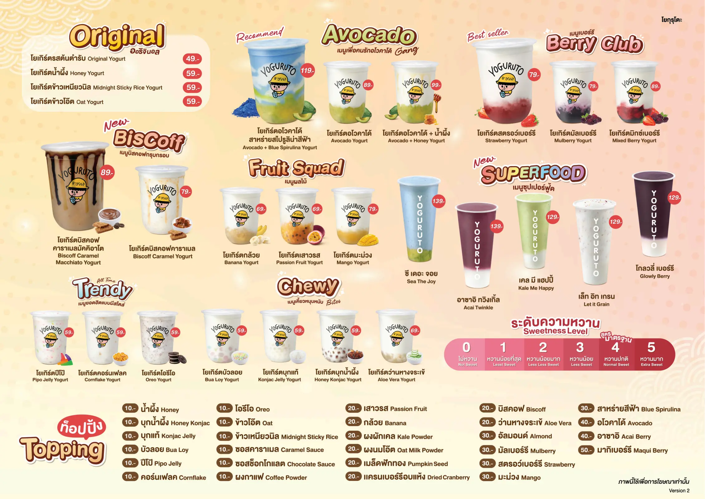 Yogurt menu — placeholder